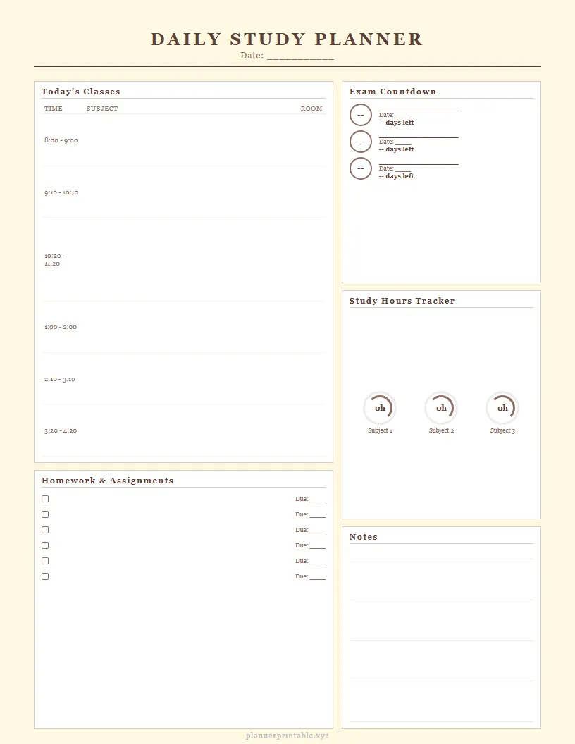 Classic Study Daily Planner - Aesthetic Planner PDF